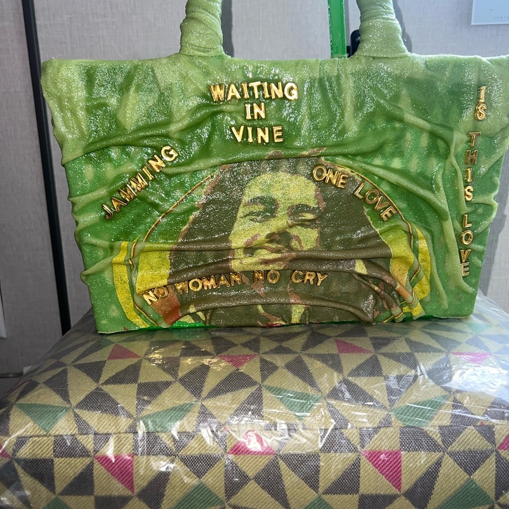 Green Bob Marley Tote Bag